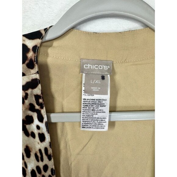 Chicos Ruana Wrap Kimono Size L/XL Brown Tan Floral Animal Print Poncho Silky - Picture 6 of 12